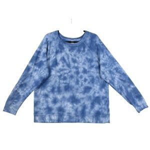 Blue Tie Dye Crewneck Sweatshirt Raglan Sleeve‎ Pullover Women Medium 18335-24